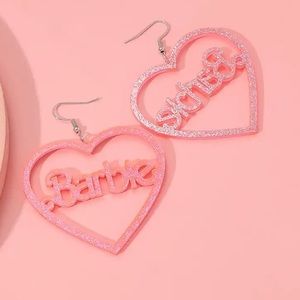 New!💕🎀 Barbie Bling Glitter Heart Earrings